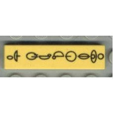 Part 2431px3 Yellow Tile 1 x 4 with Black Naboo Symbols Pattern 